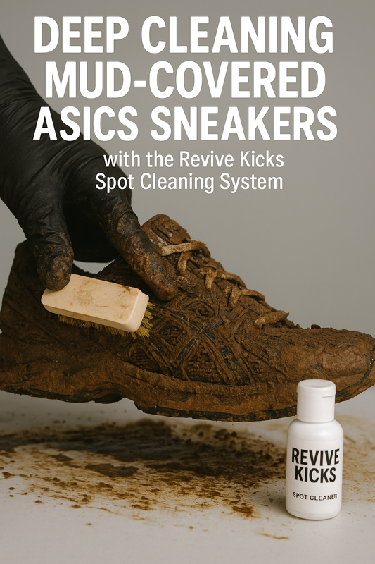 Deep Cleaning Mud-Covered Asics Sneakers with the Revive Kicks Spot Cleaning System
